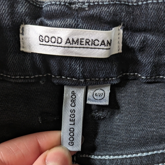 Good American Good Legs Crop Raw Edge Skinny Jeans in Color Blue344 - Picture 7 of 10